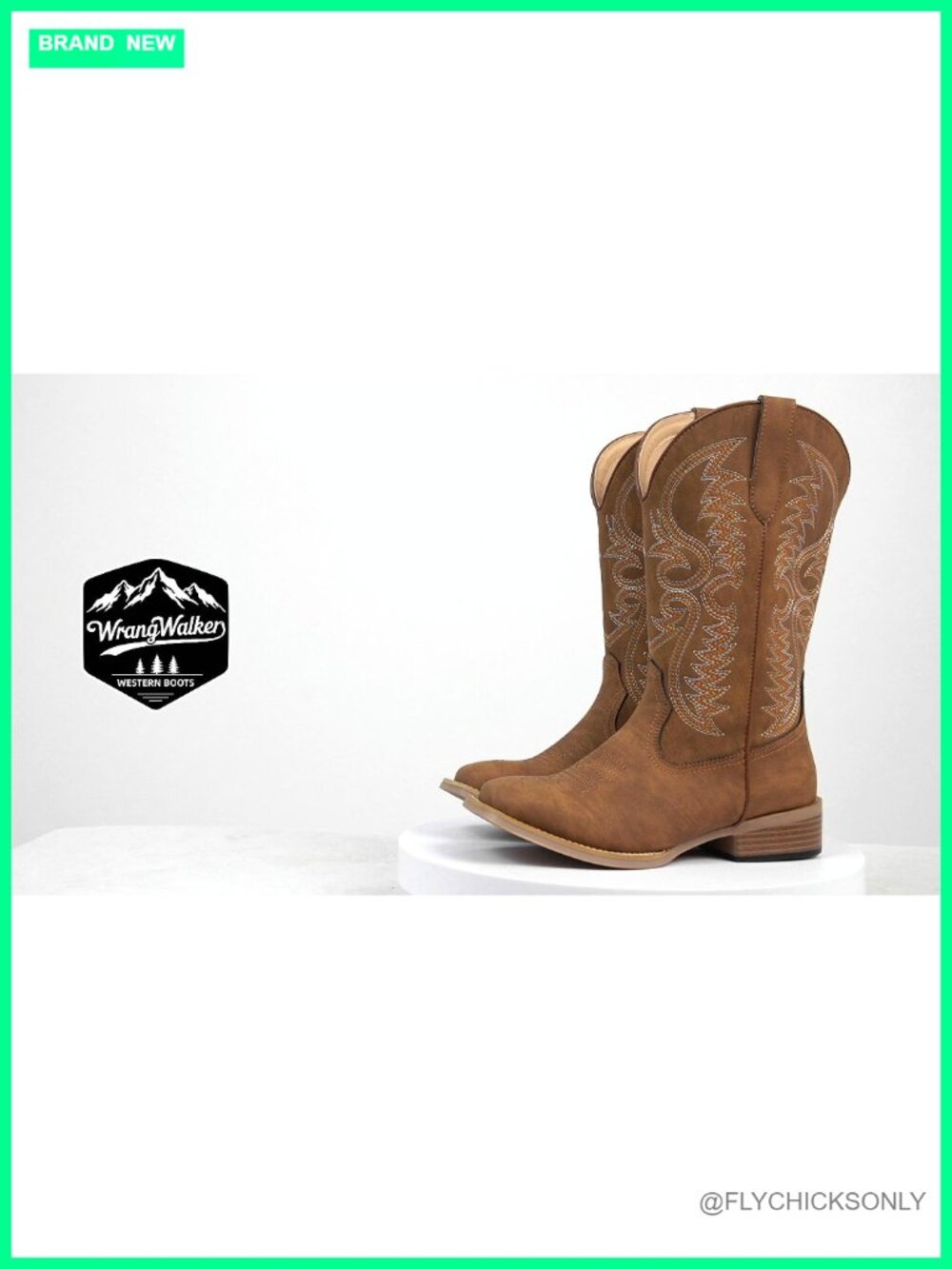 Extra Wide Calf Cowboy Boots Square Toe Faux Leather Western Women's - Picture 6 of 6